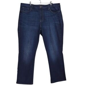 Lee Regular Fit Straight Leg Mid Rise Dark Wash Denim Jeans Womens Size 18 Short